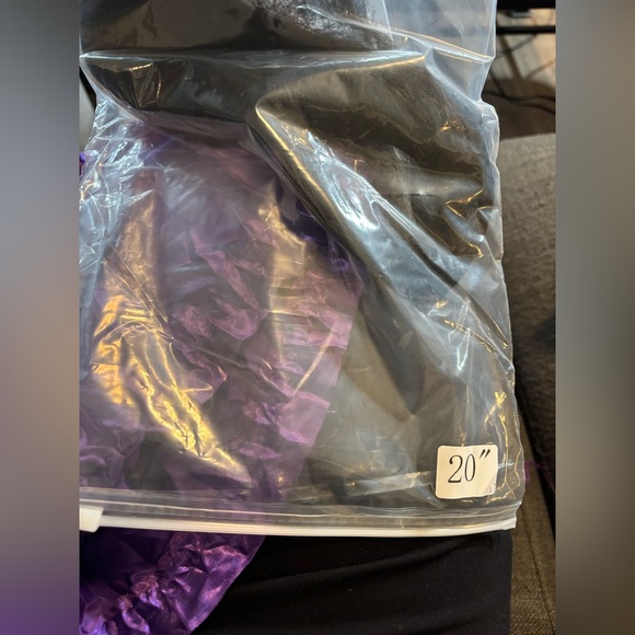 NEW IN PACKAGE Real Human Hair Wig Dark Brown 20in Long Purple Satin Storage Bag - Picture 8 of 14